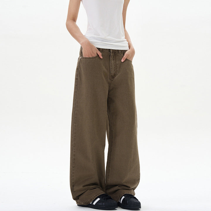 Damen Hochgeschnittene Baumwoll-Jeans mit extra weitem Bein Drune