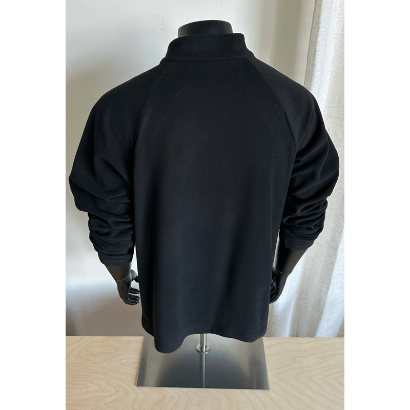 Damen modischer Stehkragen Pullover mit Reißverschluss Drune