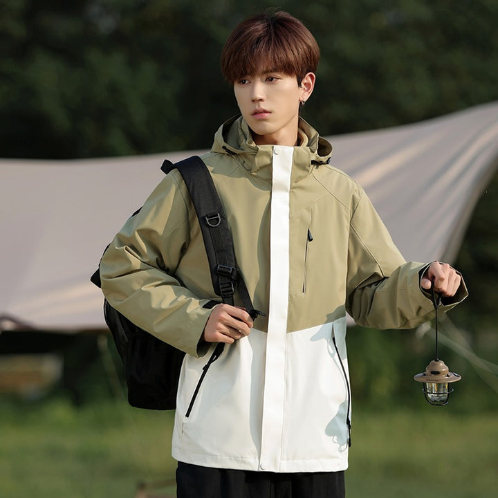 Herren Zweifarbige Wind- und Wasserabweisende Softshelljacke mit Kapuze Drune