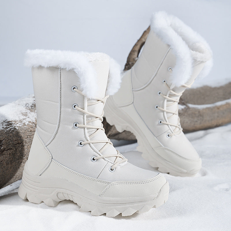 Damen Gefütterte Winterstiefel mit rutschfester Sohle und modischem Kunstfell Drune