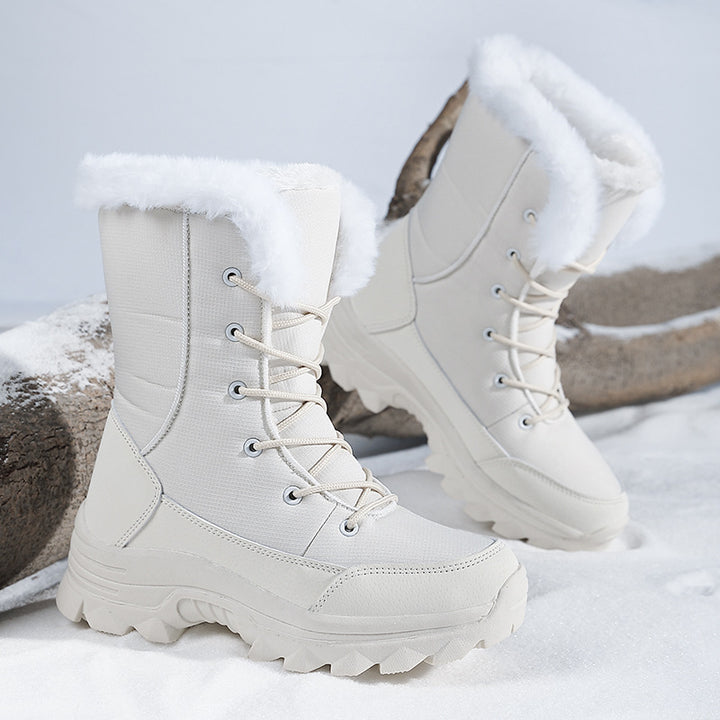 Damen Gefütterte Winterstiefel mit rutschfester Sohle und modischem Kunstfell Drune