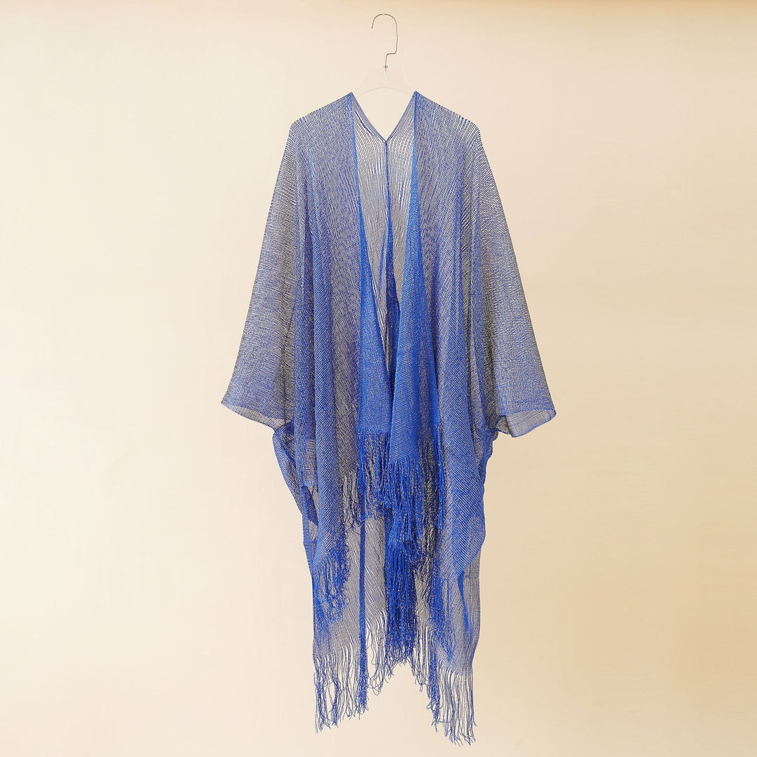 Damen Fransen-Kimono aus transparenter, luftiger Struktur Drune