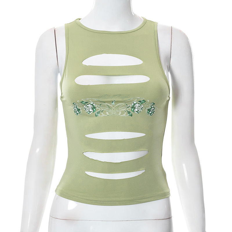 Damen trendiges Cut-out Crop Top Drune