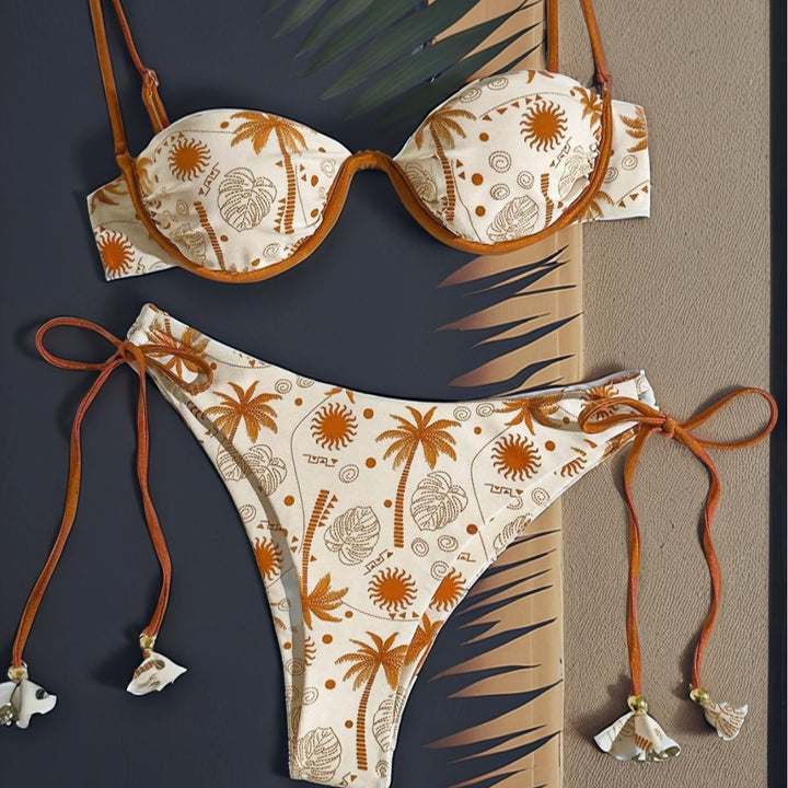 Damen Bikini-Set mit verstellbaren Trägern und charmanten Muschelverzierungen Drune