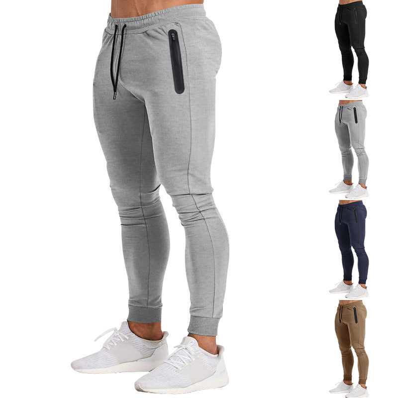 Herren schmal geschnittene Jogginghose mit Reißverschlusstaschen und Kordelzug Drune