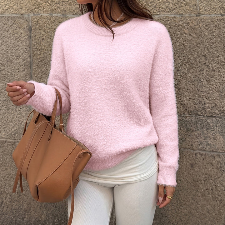 Damen Weicher Strickpullover mit Rundhalsausschnitt Drune
