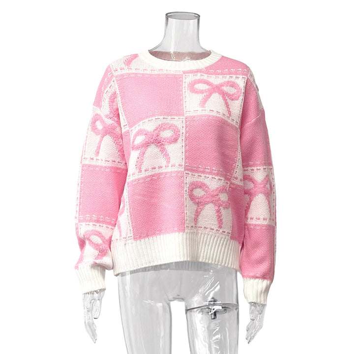 Damen verspielter Sweater mit Schleifenmuster Drune