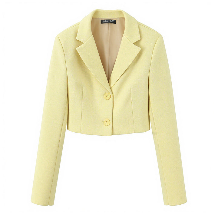 Damen nan taillierter Cropped-Kurzblazer mit Reverskragen und Zwei-Knopf-Front Drune