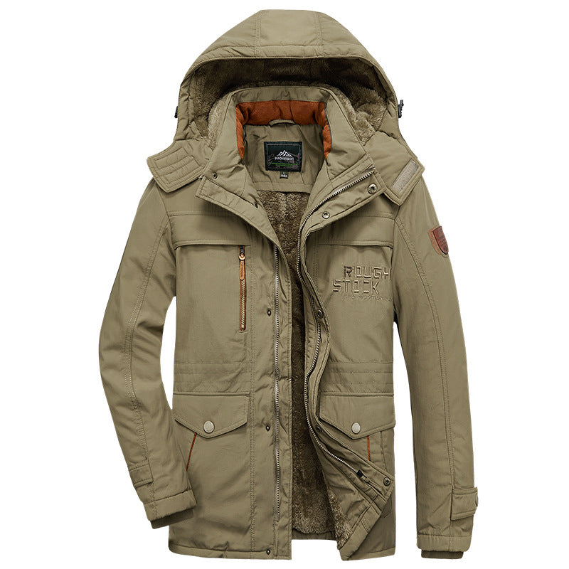 Herren  isolierte Kapuzen-Technik-Feldparka mit fleecegefüttertem Innenraum und Mehrfach-Taschen-Nutzungsdrune