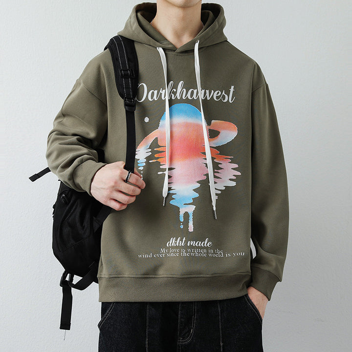 Herren Modischer Kapuzenpullover mit kreativen Grafikdruck Drune