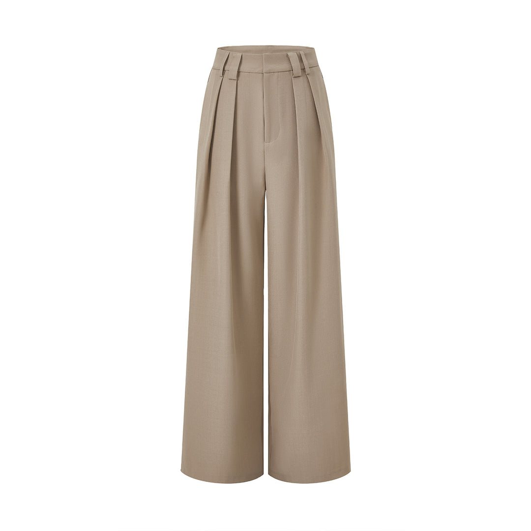 Damen Hochgeschnittene Palazzo-Hose mit Kellerfalten und weitem Bein Drune