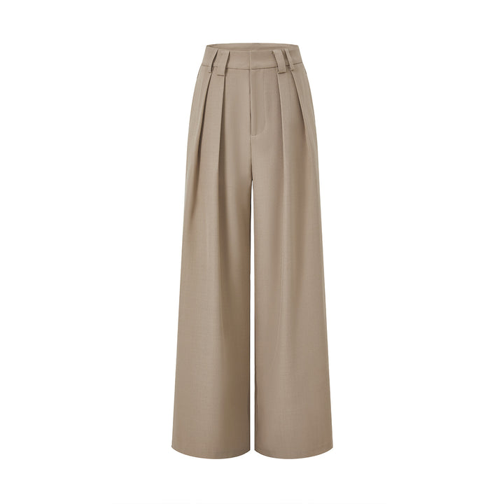Damen Hochgeschnittene Palazzo-Hose mit Kellerfalten und weitem Bein Drune