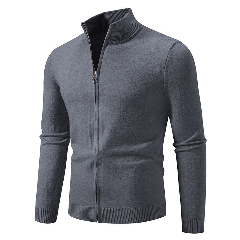 Herren Strickjacke mit modernem Stehkragen und funktionalem Reißverschluss Drune