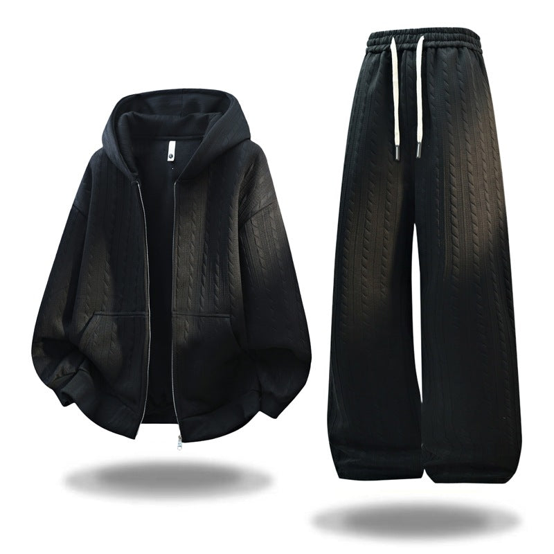 Damen Oversize Strick‑Kapuzenjacke mit Zopfmuster, Reißverschluss & Kängurutaschen Drune