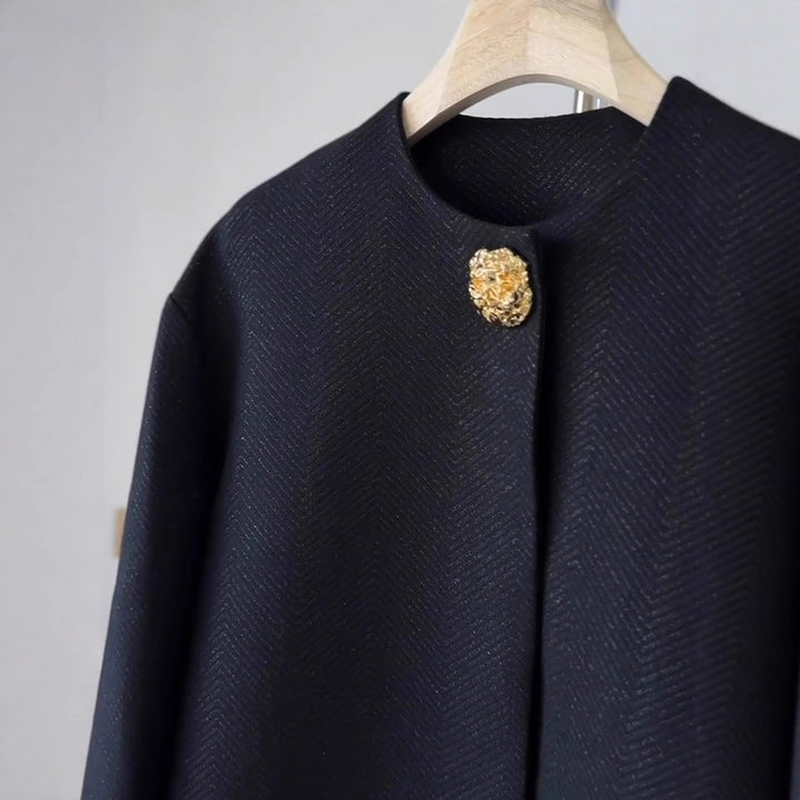 Damen Eleganter Kurzblazer mit Schmuckknopf Drune