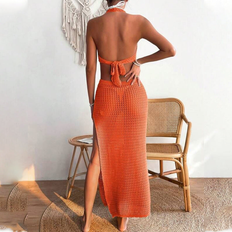 Damen elegantes Häkelkleid mit tiefem Ausschnitt Drune