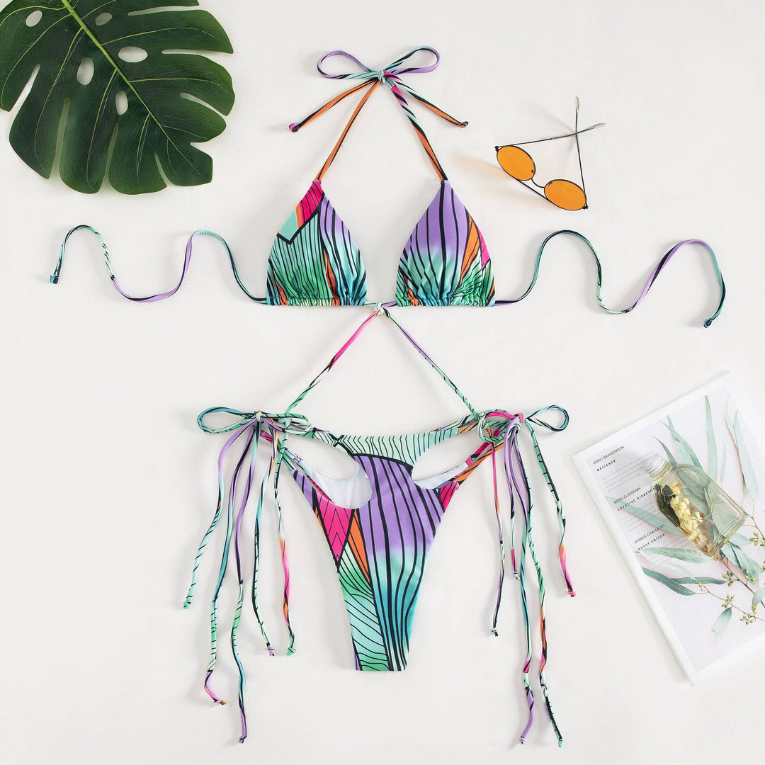 Damen Triangel-Bikini mit stylischen Bindebändern und einzigartigem Farbverlauf Drune