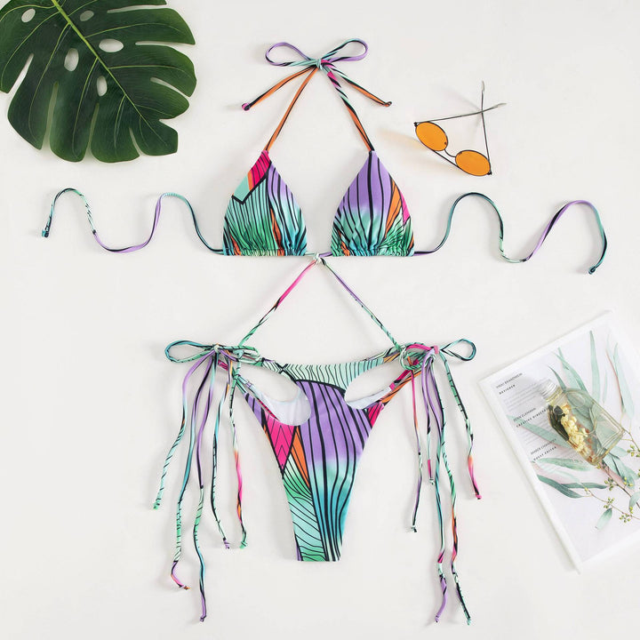 Damen Triangel-Bikini mit stylischen Bindebändern und einzigartigem Farbverlauf Drune