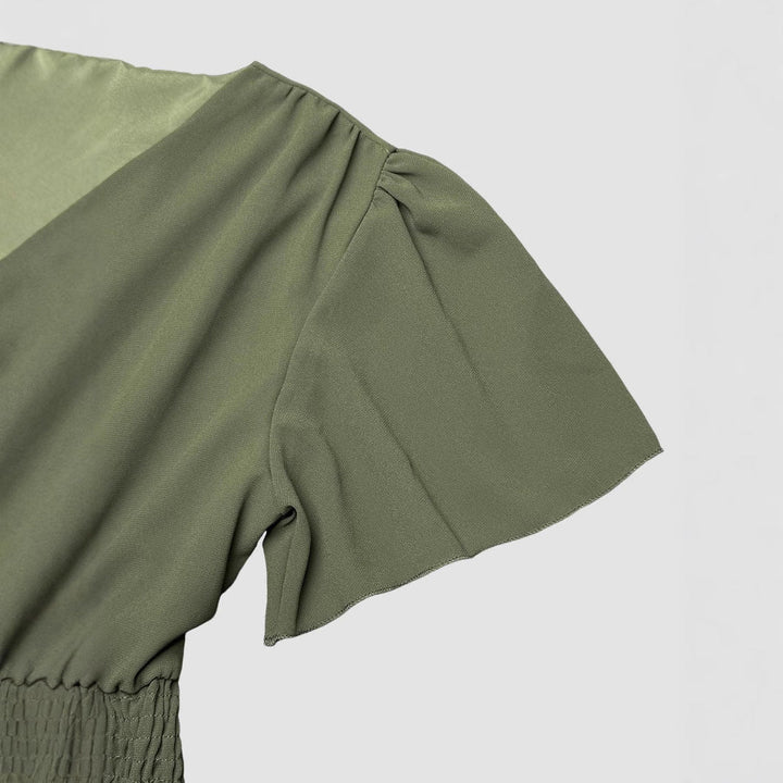 Damen Maxikleid mit fließendem Schnitt und V-Ausschnitt Drune