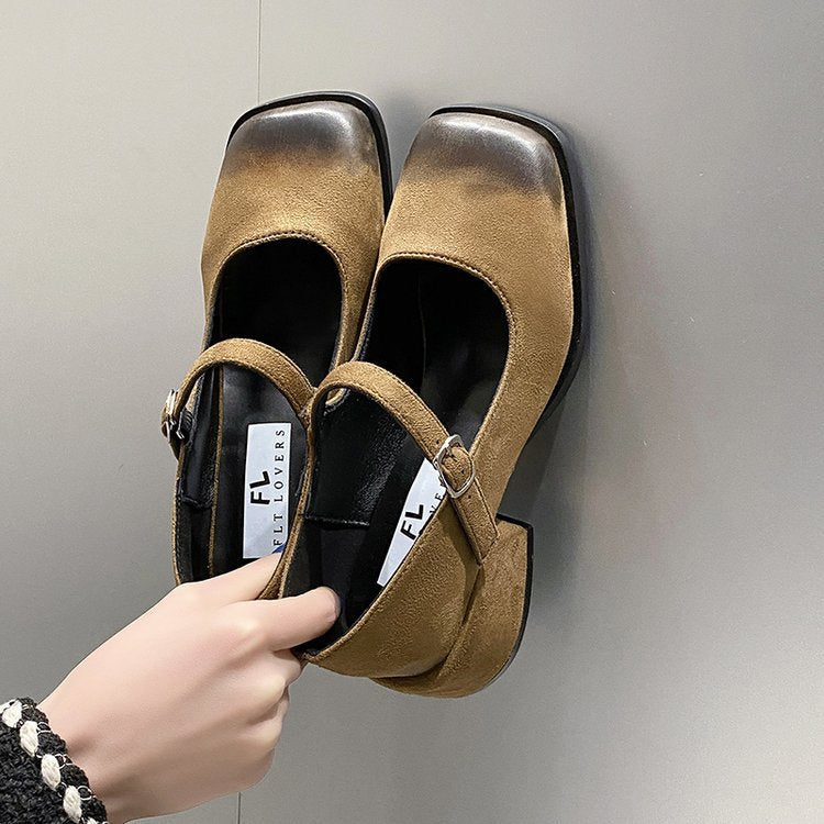 Damen klassische Mary Jane Schuhe mit verstellbarem Riemen und blockiertem Absatz Drune