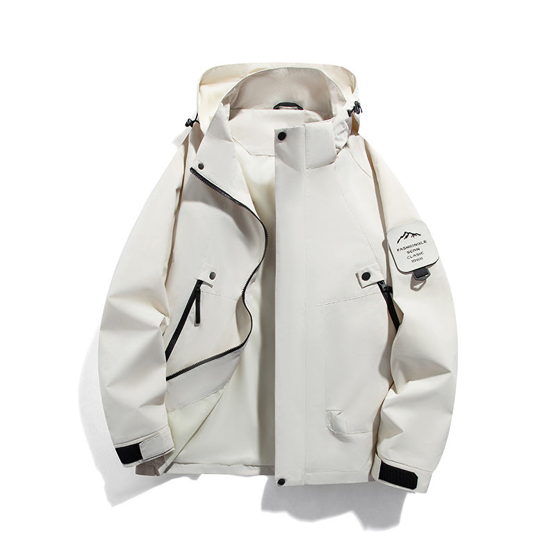 Herren wind- und wasserdichte Functional-Parka mit verschließbaren Zipper-Taschen und verstellbarer Kapuze Drune