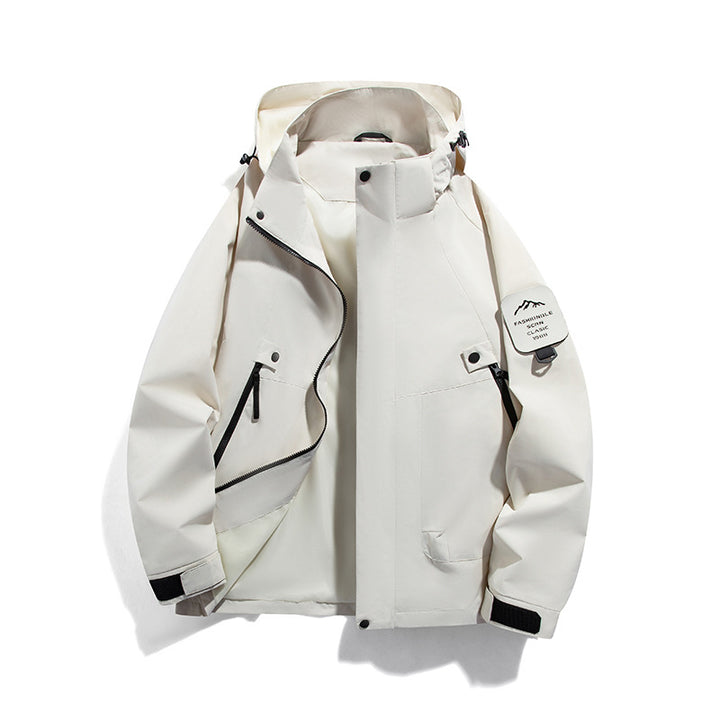 Herren wind- und wasserdichte Functional-Parka mit verschließbaren Zipper-Taschen und verstellbarer Kapuze Drune