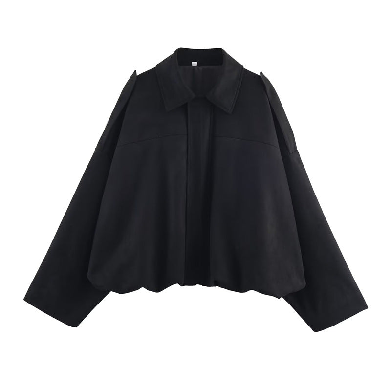 Damen Cropped Bluse mit voluminösen Ärmeln Drune