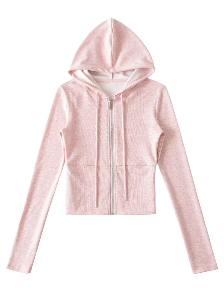 Damen Crop-Hoodie mit praktischem Reißverschluss und sportlichem Design Drune