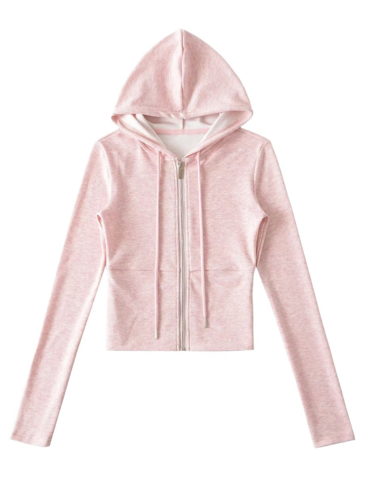 Damen Crop-Hoodie mit praktischem Reißverschluss und sportlichem Design Drune