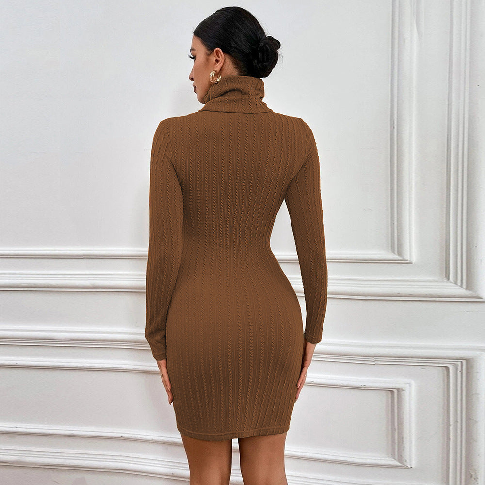 Damen Strickkleid mit elegantem Rollkragen und modischen Cut-Out-Details Drune