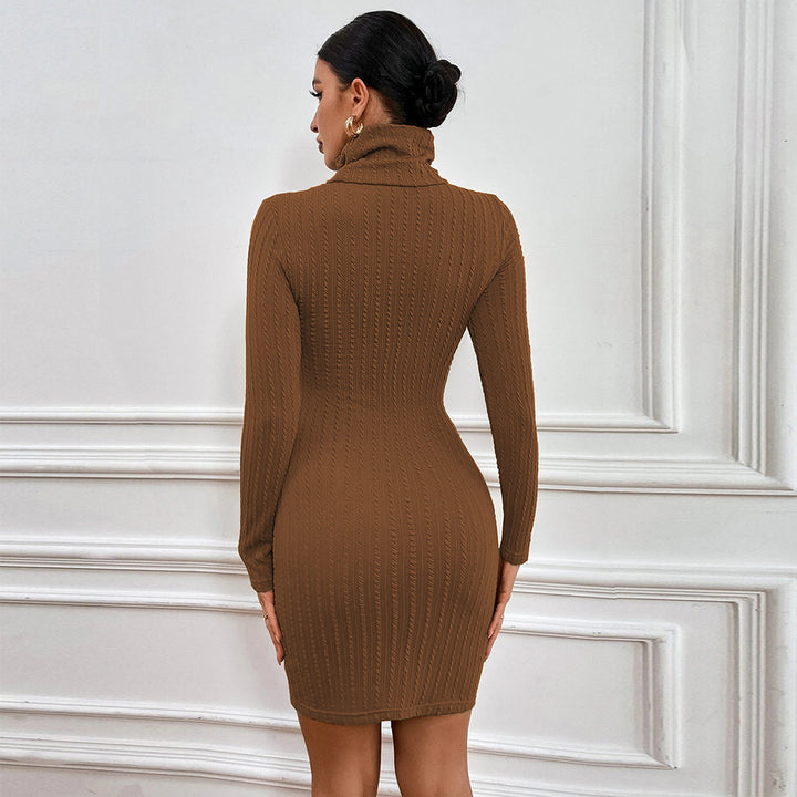 Damen Strickkleid mit elegantem Rollkragen und modischen Cut-Out-Details Drune