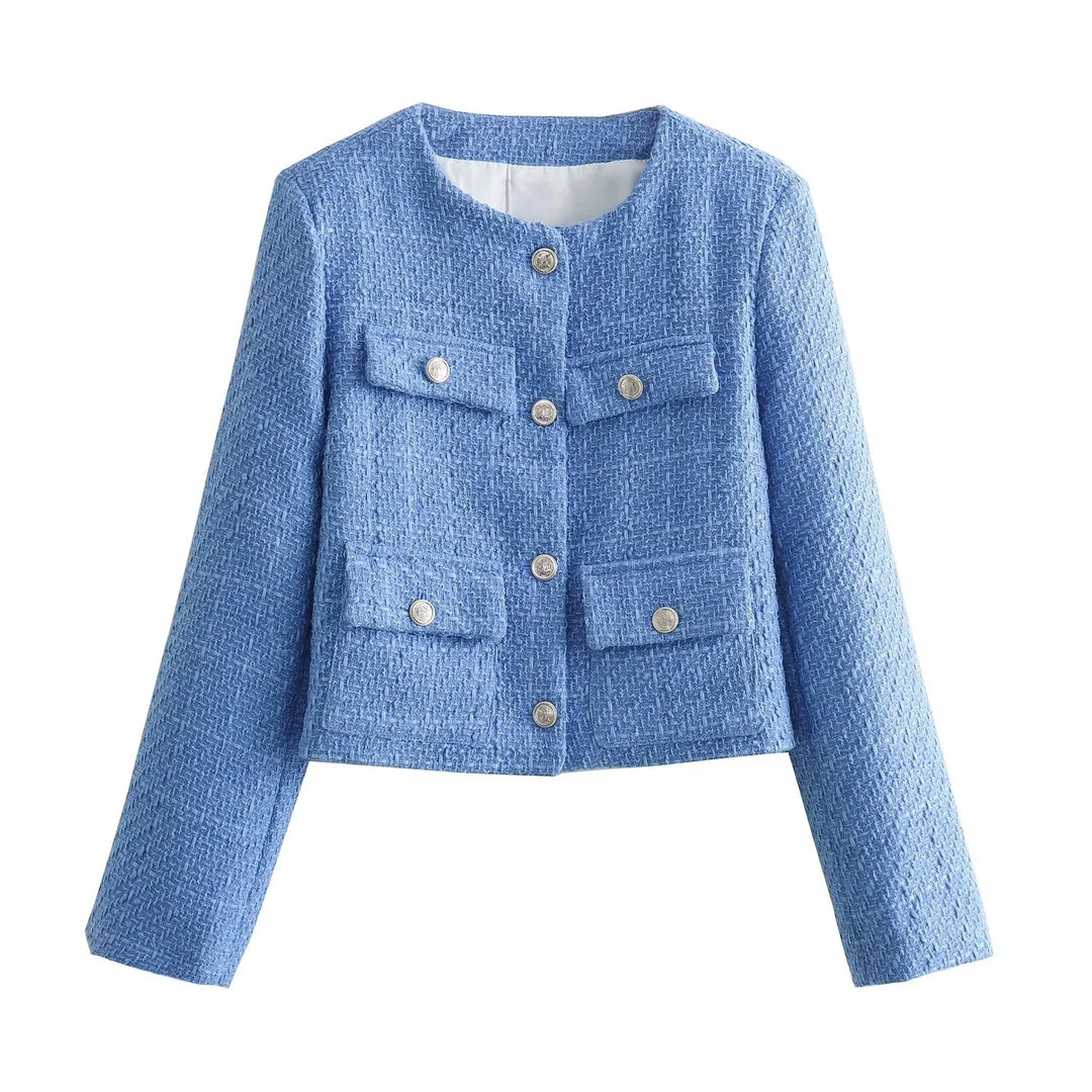 Damen modische Kurzjacke mit zwei praktischen Brusttaschen Drune