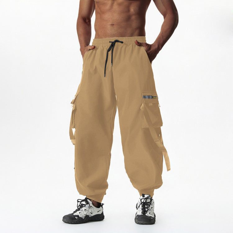 Herren Utility-Cargo-Jogginghose mit Tunnelzug, Beinschnallen & Mehrfachtaschen Drune