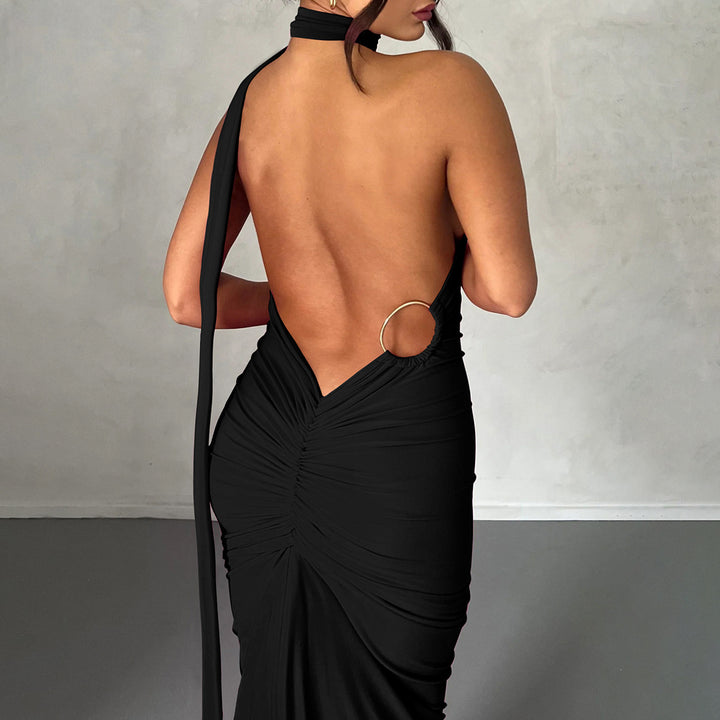 Damen Elegantes One-Shoulder Maxikleid mit figurbetonter Silhouette Drune