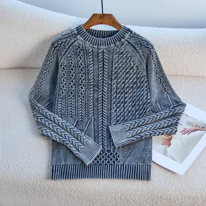 Damen Grobstrickpullover mit einzigartigem Zopfmuster und lässigem Schnitt Drune