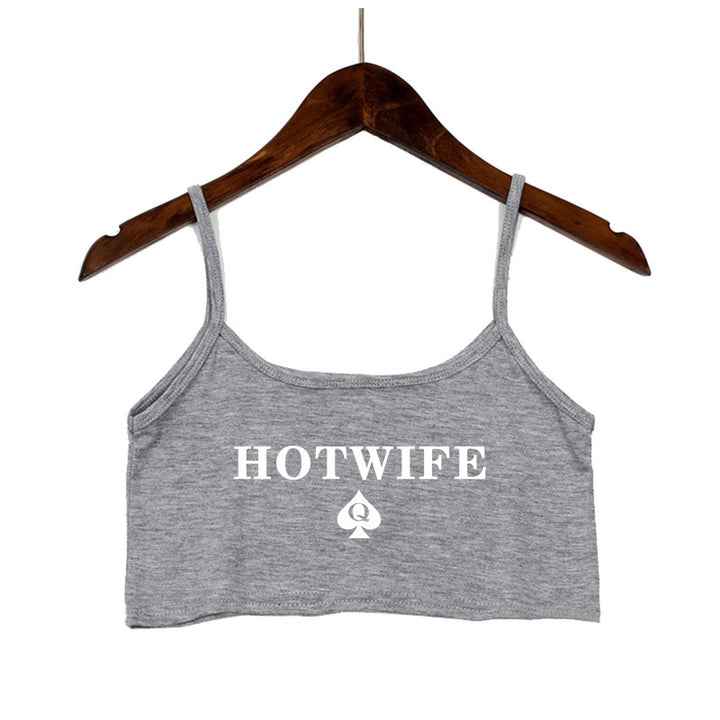 Damen Crop-Top mit modernen Schriftzügen und verstellbaren Trägern Drune