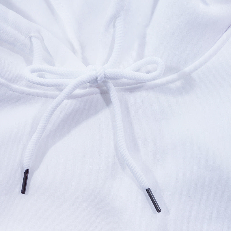 Unisex minimalistischer Kapuzenpullover aus French-Terry mit flachem Kordelzug und verstärkter Nackenpasse Drune