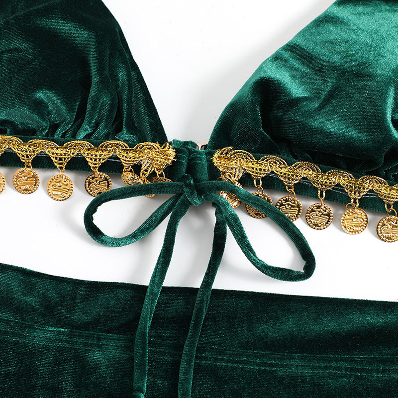 Damen Triangel-Bikini mit luxuriösem Samtstoff und glamourösen Verzierungen Drune