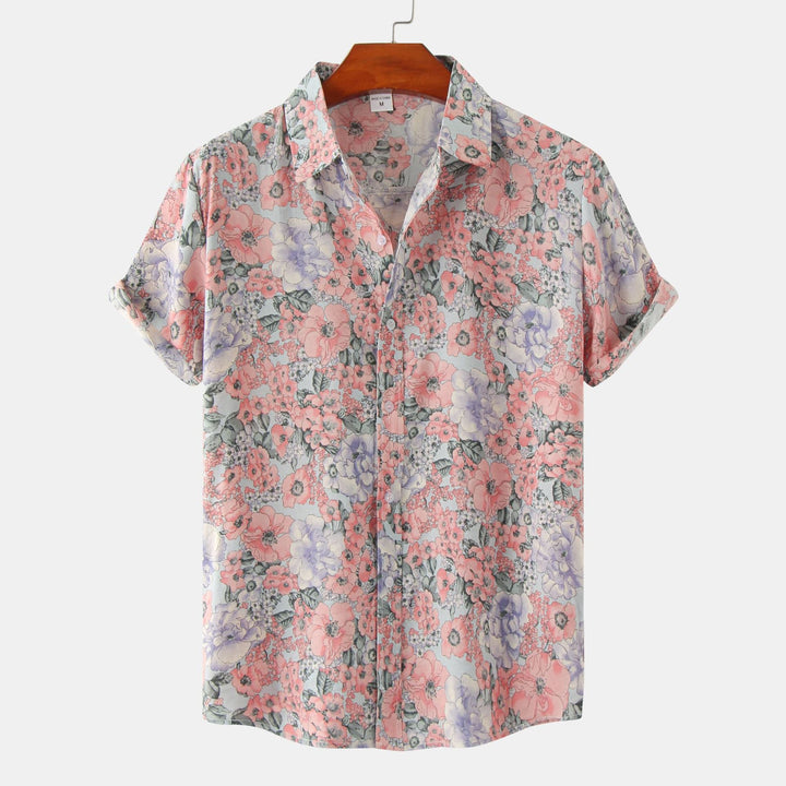 Drune | Floral kurzärmeliges Blumenhemd Männer