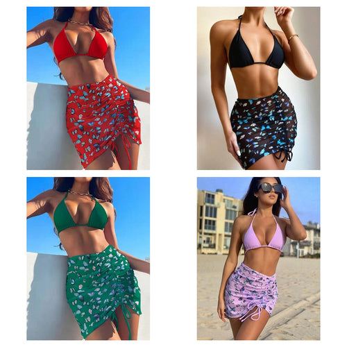 Damen Biquini-Set mit transparentem Wickelrock Drune