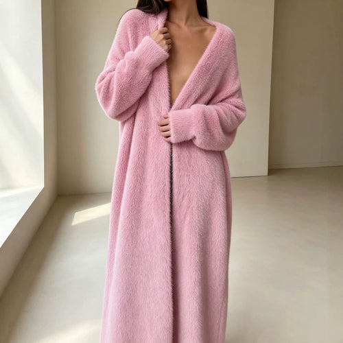 Damen Langer Übergroßer Maxi-Strickcardigan mit offener Front Drune