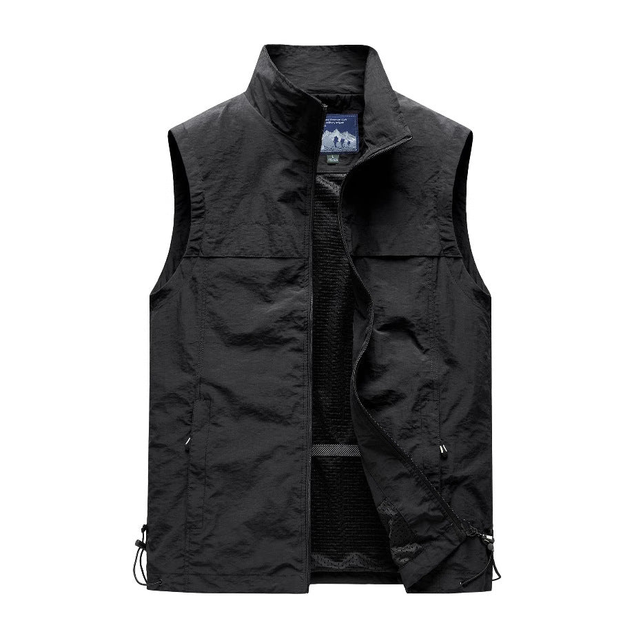 Herren nan leichte winddichte Outdoorweste mit Reißverschlusstaschen und atmungsaktivem Mesh-Futter Drune
