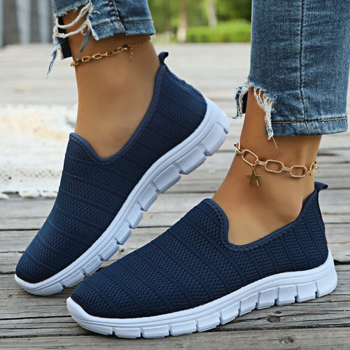 Damen Bequeme Slip-On Sneakers mit Atmungsaktivem Obermaterial und Flexibler Sohle Drune