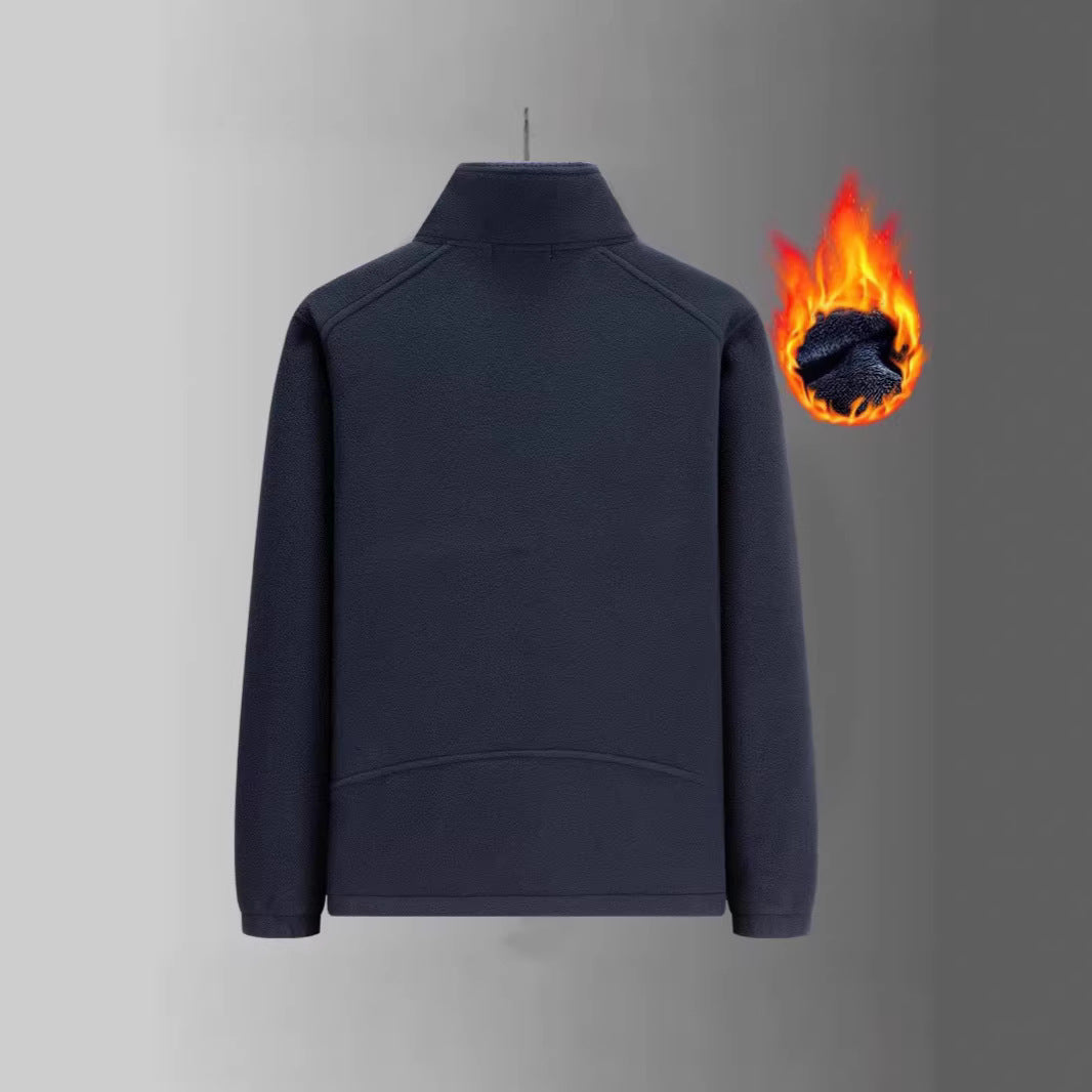 Herren Thermo-Fleecejacke mit Sherpa-Innenfutter, Stehkragen und Reißverschlusstaschen Drune