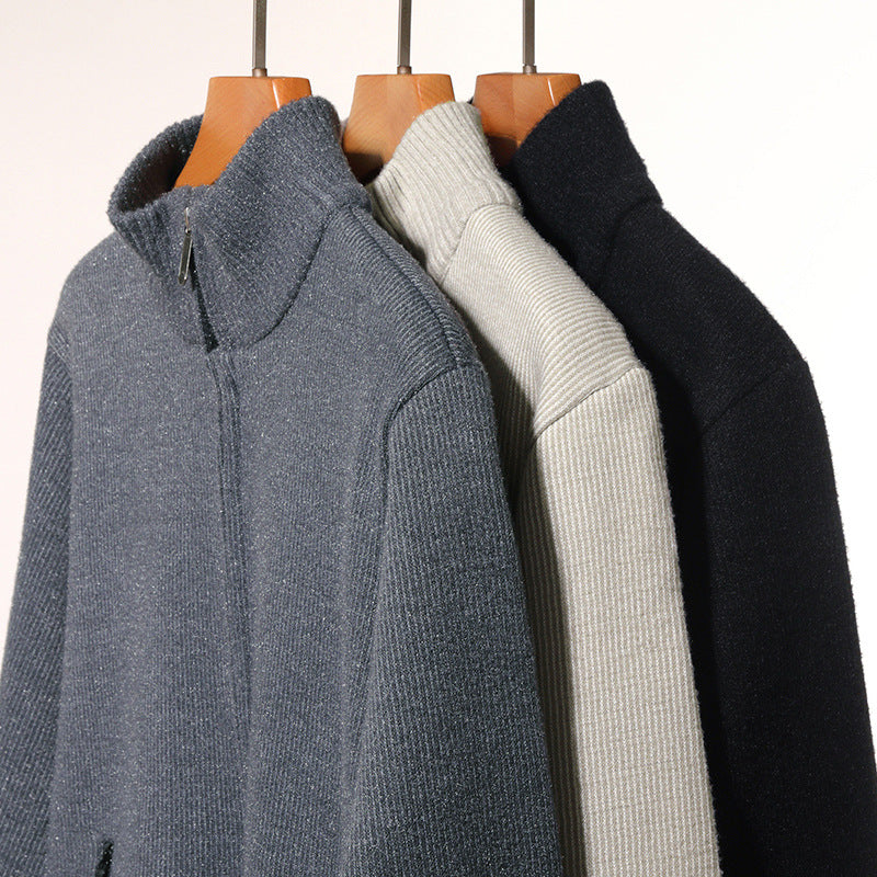 Herren Thermogefütterte Strickjacke mit Stehkragen und Mikrofleece-Innenfutter Drune