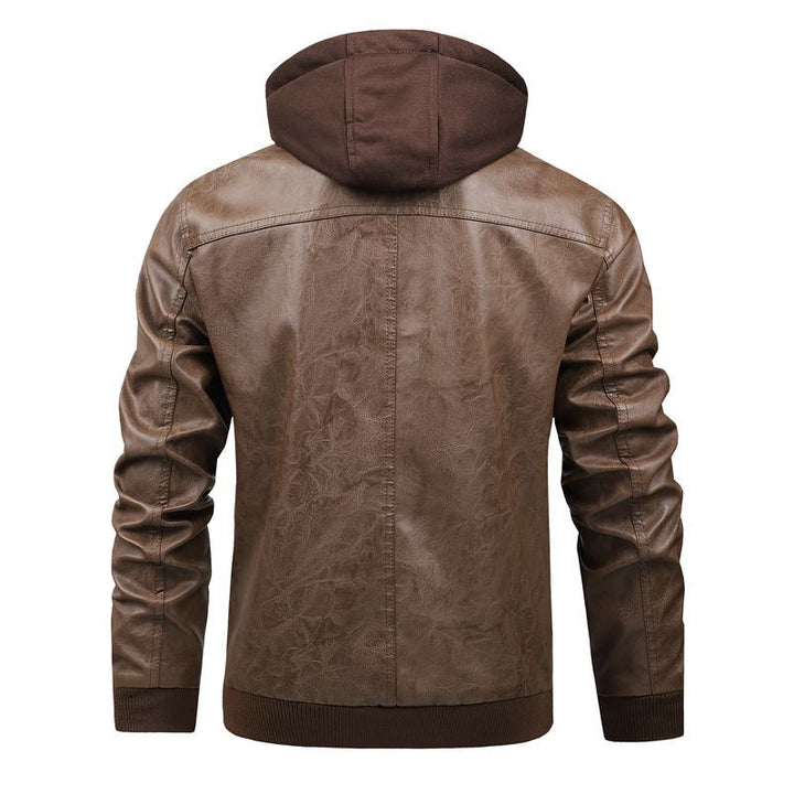 Herren Multifunktionale Lederjacke mit Kapuze Drune