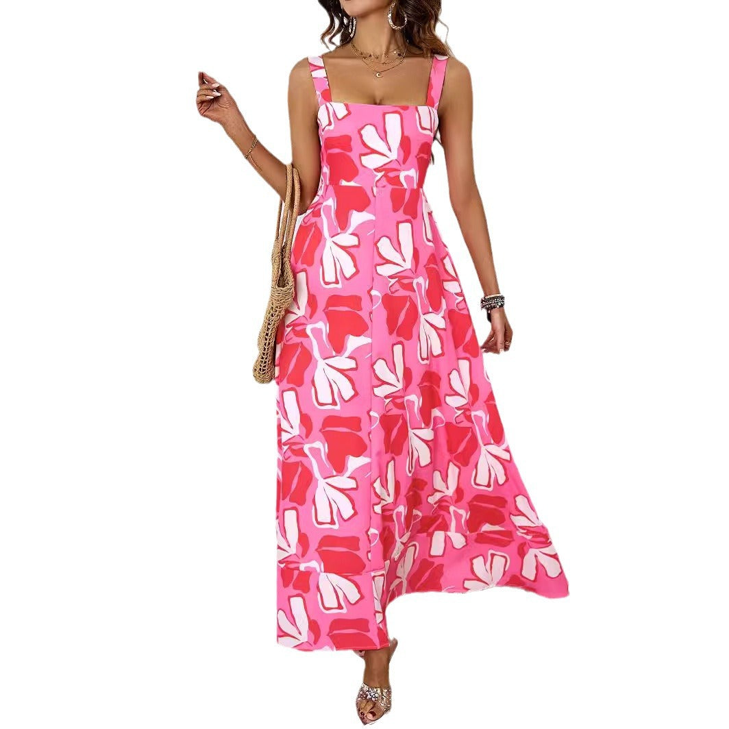 Damen Maxikleid mit floralem Design und raffinierten Trägern Drune