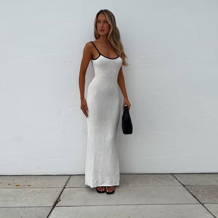 Damen figurbetontes Maxikleid mit feinem Rippstruktur-Design Drune