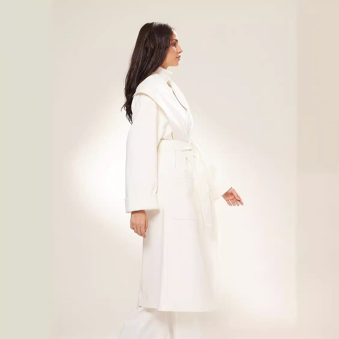 Damen Langer Oversize-Wickelmantel mit großzügigem Schalkragen und Bindegürtel Drune