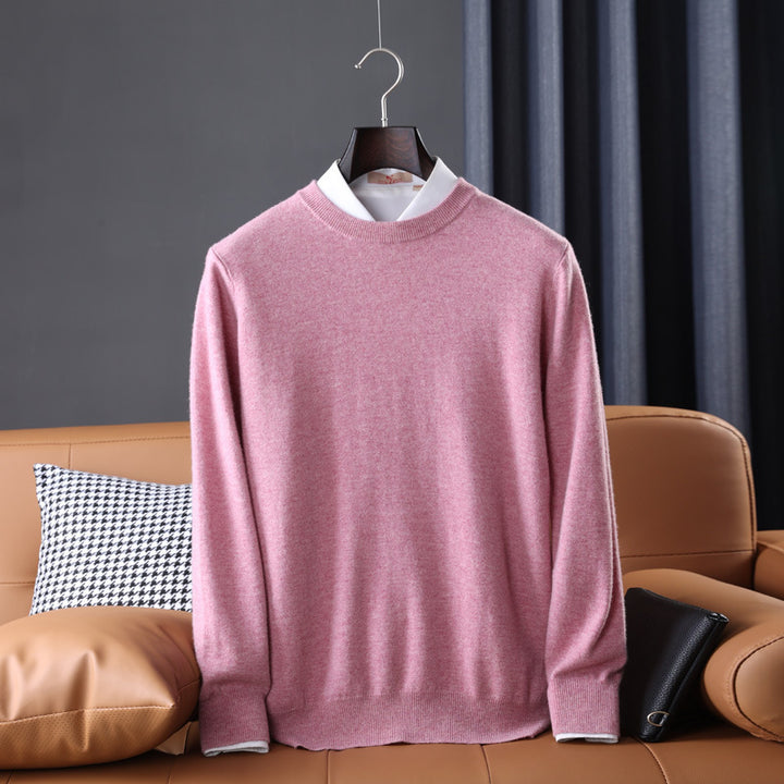 Herren Slim-Fit Rundhalspullover aus feinem Kaschmir-Mix mit dezenter Rippenkante Drune